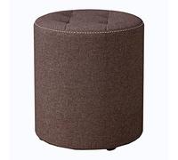 SdaryWare Reposapiés otomano Redondo Grande con Asiento Acolchado para Entrada, Sala de Estar, Dormitorio, tocador de Madera Azul con Capacidad de 330 LB, Star of Light,Brown-Large