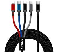 SDBAUX 1.2M 3A USB C a Multi Cargador Cable USB, Universal Cargador 4 en 1 Cable con 2 iP/Micro USB/Tipo C Conectores, para iPhone 17/16/15, Samsung Galaxy, Honor View, LG, Sony, Moto, Switch, PS5
