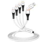 SDBAUX Cable de Carga Múltiple 6 en 1 [3A 1.2M], USB A/USB C a 4 en 1 con Conectores 2*iP/Tipo C/Micro USB, para Teléfonos iOS, Android Galaxy S25, S24, LG, Sony, Hoor View, Moto, Xiaomi, PS5, Oneplus
