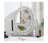 SDCFFC Specchio da trucco ovale in Cristallo, Specchio da toeletta di Alta Gamma girevole a 360°, Specchio da principessa di lusso, Touch Screen intelligente, sorgente Luminosa a tre Colori