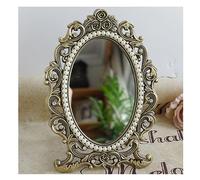 SDCFFC Specchio ovale in Bronzo Antico, 9,1 * 6,7 pollici, Specchio da trucco Vintage per la decorazione Della toeletta Della Camera da letto, per trucco, bellezza, rasatura