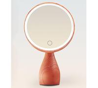 SDCFFC Specchio per il trucco a LED in Legno massello, Specchio da tavolo con Luce, Specchio portatile con Luce a tre Colori.