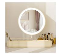 SDCFFC Specchio per il trucco con luci LED, con Touch Screen, sorgente Luminosa a tre Colori, Specchio cosmetico con luminosità regolabile, ruotabile e allungabile.