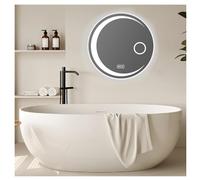 SDCFFC Specchio per il trucco dimmerabile con luci, 3 Colori di Luce, antiappannamento, infrangibile, Specchio da parete a LED per bagno, Display di Tempo e Temperatura