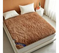 SDCGB Cubierta de Colchón de Lana 100%, Cubre Colchón de Lana Australiana de Felpa, Colchoncillo Ultrasuave y Transpirable con Tiras Elásticas(71x87inch, Brown)