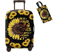 SDDFRHGH Fundas de equipaje, fundas de maleta aprobadas por la TSA, elásticas, lavables, fundas protectoras de equipaje para maleta de 45,7 a 76,2 cm, Frases de girasol, S (For 18-20 inch suitcase)