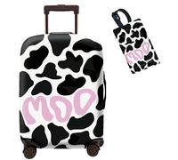 SDDFRHGH Fundas de equipaje, fundas de maleta para equipaje, aprobadas por la TSA, elásticas, lavables, fundas protectoras de equipaje para maleta (L: 26-28 pulgadas), estampado de vaca MOO rosa,