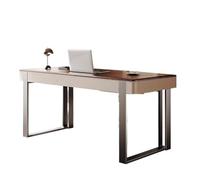 SDdPulse Escritorio de oficina moderno minimalista de lujo de madera maciza con sillín de cuero de nogal para estudio, dormitorio, oficina de escritura en casa, 100 x 60 x 75 cm