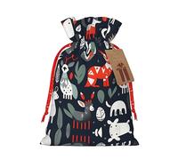 SDEGTHO 1 bolsa de mano de material duradero con diseño de animales escandinavos de 8.3 x 11.8 pulgadas con cordón para regalo elegante de Halloween
