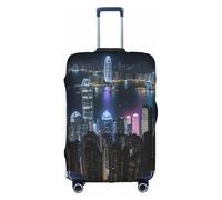 SDEGTHO Aerial Night of View Hong Kong - Funda elástica para maleta, a prueba de polvo, resistente a los arañazos, se adapta a equipaje con asa central para viajes, White, XL
