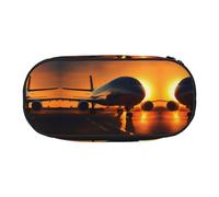 SDEGTHO Airplane at Sunset Estuche de gran capacidad, estuche multiusos, estuche portátil para lápices, estuche para bolígrafos para oficina, Black, Talla única, Organizador de bolsas