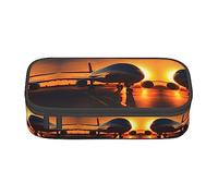SDEGTHO Airplane At Sunset - Estuche para lápices de gran capacidad, estuche para bolígrafos, papelería para oficina, Black, Talla única, Deportivo
