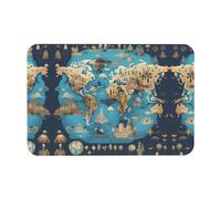 SDEGTHO Alfombrilla de baño con diseño de mapa de geografía mundial, alfombrilla de ducha de diatomeas, antideslizante, súper absorbente, para baño, cocina, lavandería