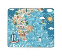 SDEGTHO Alfombrilla de mouse con borde de bloqueo de superficie lisa de mapa de Grecia, base de goma duradera para un control preciso del cursor