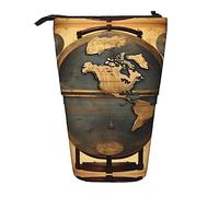 SDEGTHO Ancient World Globe - Estuche para lápices de pie, estuche telescópico para maquillaje, organizador de oficina, Black, Talla única, Estampados de moda