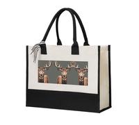 SDEGTHO Beauty Deer - Bolsas de lona de Halloween para mujer, bolsa de regalo de lona, reutilizable, para compras de comestibles, Beige, One Size