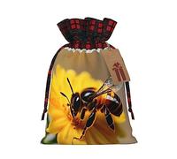 SDEGTHO Bee And Flower - 1 bolsa de material duradero de 4.7 x 6.9 pulgadas con cordón para regalo elegante de Halloween