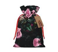 SDEGTHO Bolsa de mano de material duradero con estampado de rosas rojas, 11,9 x 17,5 cm, con cordón para regalo elegante de Halloween