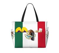 SDEGTHO Bolsa de mano plegable de gran capacidad con la bandera de México para mujer, bolsa de playa, bolsa de gimnasio, bolsa de viaje para compras, NEGRO, One Size
