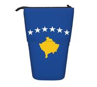 SDEGTHO Bonito estuche telescópico con diseño de bandera de Kosovo, soporte para bolígrafos para estudiantes, almacenamiento de artículos de papelería para suministros escolares y universitarios