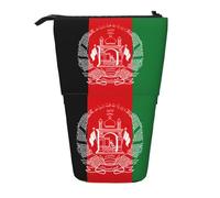 SDEGTHO Bonito estuche telescópico con la bandera de Afganistán, soporte para bolígrafos para estudiantes, almacenamiento de artículos de papelería para suministros escolares y universitarios, Black