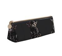SDEGTHO Bonito estuche triangular de cuero con cremallera y gran capacidad de almacenamiento, diseño de perro carlino negro, blanco, One Size, Art Deco