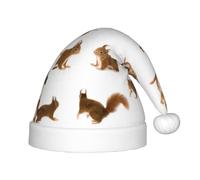 SDEGTHO Bonito sombrero de Papá Noel rojo con diseño de ardilla para niños, cómodo para Navidad