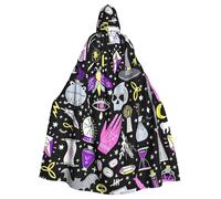 SDEGTHO Bruja mágica de brujería bohemia con dibujo gótico, capa larga para adultos, disfraz medieval de Halloween