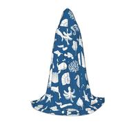 SDEGTHO Capa con capucha para disfraz de fiesta de Halloween de vida marina submarina para adolescentes, bruja, vampiro, mago, baile de máscaras, equipo de cosplay