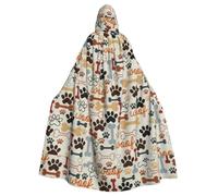 SDEGTHO Capa larga de mago con estampado de huellas de huesos, para adultos, disfraz medieval de Halloween