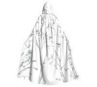 SDEGTHO Capa larga de mago para adultos con diseño de bosque gris y pájaros, para baile de máscaras, disfraz medieval de Halloween