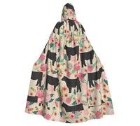 SDEGTHO Capa larga de mago para adultos, disfraz medieval de Halloween con diseño de vacas de buey y flores, color rosa