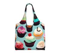 SDEGTHO Colorido Cupcakes - Bolsas económicas de un solo hombro, bolsas de tela ligeras reutilizables para comestibles, adecuadas para regalo, NEGRO, One Size