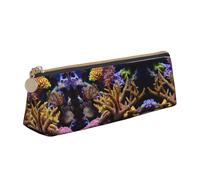 SDEGTHO Coral Reef Fashion - Estuche triangular de cuero con cremallera y gran capacidad de almacenamiento, blanco, One Size, Art Deco