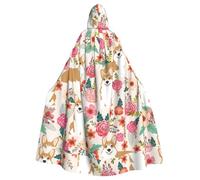 SDEGTHO Corgi - Bata gótica de flores florales para adultos, capa larga para baile de máscaras, disfraz medieval de Halloween