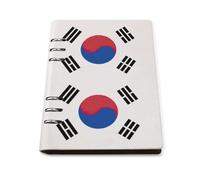 SDEGTHO Cuaderno plano A5 de la bandera de la República de Corea, diario de cuero recargable para organizador diario, notas de negocios