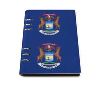 SDEGTHO Cuaderno plano A5 de la bandera del estado de Michigan, diario de cuero recargable para organizador diario, notas de negocios