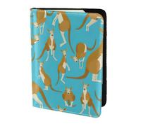 SDEGTHO Divertida funda de piel de vacuno con estampado de canguro y zoológico de dibujos animados para pasaporte, accesorios imprescindibles para mujeres y hombres, Black, Talla única