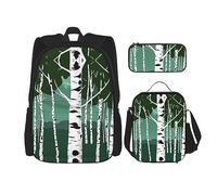 SDEGTHO El juego de bolsas de libros de abedul incluye mochila de gran capacidad, lonchera y estuche, juego de 3 piezas, NEGRO, One Size