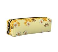 SDEGTHO Estuche de cuero con diseño de abeja en flor para estudiantes, elegante bolsa impresa con cremallera para suministros escolares, artículos esenciales para la temporada de regreso a clases