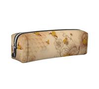 SDEGTHO Estuche de cuero con diseño de abeja voladora para estudiantes, elegante bolsa impresa con cremallera para suministros escolares, artículos esenciales para la temporada de regreso a clases