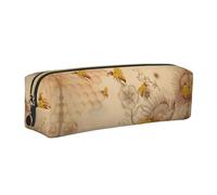 SDEGTHO Estuche de cuero con diseño de abeja voladora para estudiantes, elegante bolsa impresa con cremallera para suministros escolares, artículos esenciales para la temporada de regreso a clases