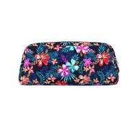 SDEGTHO Estuche de cuero con estampado floral azul de gran capacidad, para bolígrafos escolares, soporte para pluma estilográfica para niños y niñas, Gold, Talla única, Neceser de maquillaje