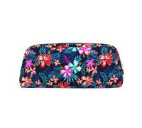 SDEGTHO Estuche de cuero con estampado floral azul de gran capacidad, para bolígrafos escolares, soporte para pluma estilográfica para niños y niñas, Gold, Talla única, Neceser de maquillaje