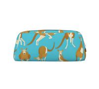 SDEGTHO Estuche de piel con estampado de canguro y zoológico de caricaturas, gran capacidad, para bolígrafos escolares, para niños y niñas, Gold, Talla única, Neceser de maquillaje