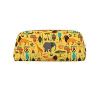SDEGTHO Estuche de piel con estampado de elefante africano de gran capacidad, bolsa escolar para pluma estilográfica, regalo para niños y niñas, Silver, Talla única, Neceser de maquillaje