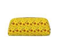 SDEGTHO Estuche de piel con estampado de mariposas y flores amarillas, gran capacidad, para bolígrafos escolares, para niños y niñas, Silver, Talla única, Neceser de maquillaje