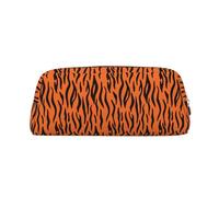 SDEGTHO Estuche de piel con estampado de rayas de tigre naranja de gran capacidad, soporte para pluma estilográfica para niños y niñas, Gold, Talla única, Neceser de maquillaje