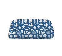 SDEGTHO Estuche de piel con estampado de vida marina subacuática, gran capacidad, bolsa escolar para pluma estilográfica, regalo para niños y niñas, Silver, Talla única, Neceser de maquillaje