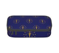 SDEGTHO Estuche grande de moda con la bandera del estado de Indiana, estuche de lápices de gran capacidad, bolsa para bolígrafos de papelería, bolsas para bolígrafos para mujeres y hombres, NEGRO, One
